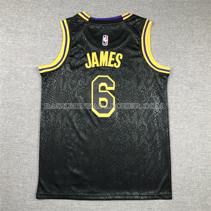 Maillot Enfant Los Angeles Lakers LeBron James NO 6 Mamba 2021-22 Noir